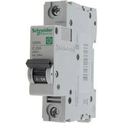 Schneider Electric - 20 Amp, 440 VAC, 1 Pole, DIN Rail Mounted Miniature Circuit Breaker - Magnetic Trip, Multiple Breaking Capacity Ratings, 18-4 AWG, 76mm Deep x 81mm High x 18mm Wide - Exact Tooling