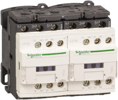 Schneider Electric - 3 Pole, 110 Coil VAC at 50/60 Hz, 12 Amp at 440 VAC, Reversible IEC Contactor - 1 Phase hp: 1 at 115 VAC, 2 at 230/240 VAC, 3 Phase hp: 10 at 575/600 VAC, 3 at 200/208 VAC, 3 at 230/240 VAC, 7.5 at 460/480 VAC - Exact Tooling