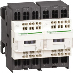 Schneider Electric - 3 Pole, 24 Coil VDC, 12 Amp at 440 VAC, Reversible IEC Contactor - 1 Phase hp: 1 at 115 VAC, 2 at 230/240 VAC, 3 Phase hp: 10 at 575/600 VAC, 3 at 200/208 VAC, 3 at 230/240 VAC, 7.5 at 460/480 VAC - Exact Tooling