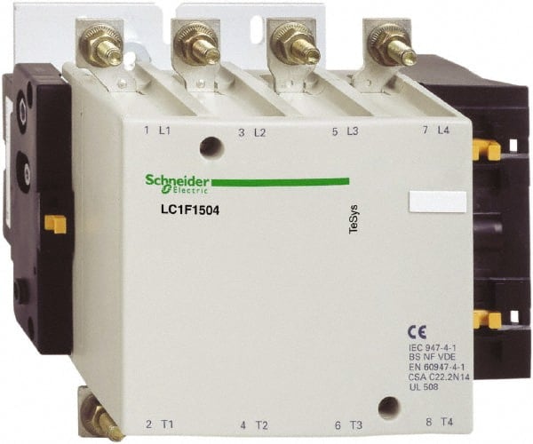 Schneider Electric - 4 Pole, 24 Coil VDC, 250 Amp at 440 VAC, Nonreversible IEC Contactor - Bureau Veritas, CCC, CSA, DNV, EN/IEC 60947-1, EN/IEC 60947-4-1, GL, JEM 1038, LROS, RINA, RMRoS, RoHS Compliant, UL Listed - Exact Tooling