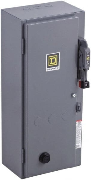 Square D - 3 Pole, 600 VAC, 27 Continuous Amp, 10 hp, Enclosed NEMA Combination Starter - NEMA 1, 30 Amp Short Circuit Protection - Exact Tooling