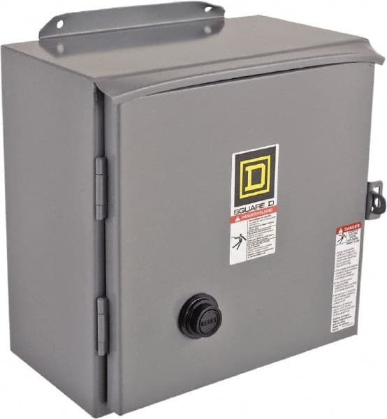 Square D - 440 Coil VAC at 50 Hz, 480 Coil VAC at 60 Hz, 18 Amp, Reversible Enclosed Enclosure NEMA Motor Starter - 3 Phase hp: 3 at 200 VAC, 3 at 230 VAC, 5 at 460 VAC, 5 at 575 VAC, 12 Enclosure Rating - Exact Tooling