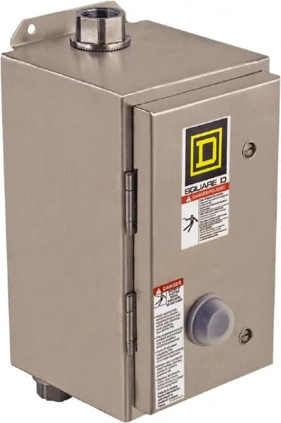 Square D - 208 Coil VAC at 60 Hz, 27 Amp, NEMA Size 1, Nonreversible Enclosed Enclosure NEMA Motor Starter - 3 Phase hp: 10 at 460 VAC, 10 at 575 VAC, 7-1/2 at 200 VAC, 7-1/2 at 230 VAC, 4x Enclosure Rating - Exact Tooling