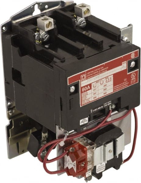 Square D - No Enclosure, 2 Pole, Mechanically Held Lighting Contactor - 60 A (Tungsten), 277 VAC at 60 Hz - Exact Tooling