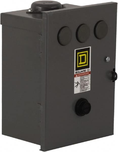 Square D - 440 Coil VAC at 50 Hz, 480 Coil VAC at 60 Hz, 18 Amp, Nonreversible Enclosed Enclosure NEMA Motor Starter - 3 Phase hp: 3 at 200 VAC, 3 at 230 VAC, 5 at 460 VAC, 5 at 575 VAC, 3R Enclosure Rating - Exact Tooling