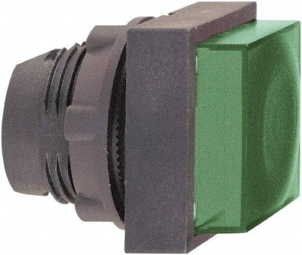 Schneider Electric - 22mm Mount Hole, Extended Straight, Pushbutton Switch Only - Square, Green Pushbutton, Illuminated, Momentary (MO) - Exact Tooling