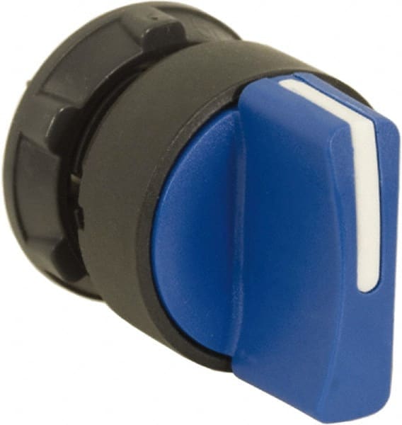 Schneider Electric - 22mm Mount Hole, 3 Position, Handle Operated, Selector Switch Only - Blue, Maintained (MA), Nonilluminated, Shock, Vibration and Water Resistant - Exact Tooling