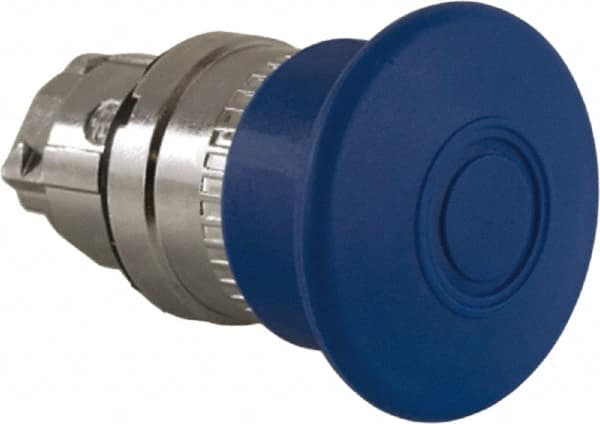 Schneider Electric - 22mm Mount Hole, Extended Mushroom Head, Pushbutton Switch Only - Round, Blue Pushbutton, Nonilluminated, Maintained (MA) - Exact Tooling