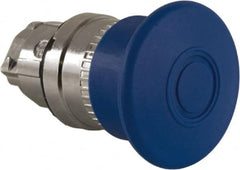 Schneider Electric - 22mm Mount Hole, Extended Mushroom Head, Pushbutton Switch Only - Round, Blue Pushbutton, Nonilluminated, Maintained (MA) - Exact Tooling