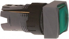 Schneider Electric - 16mm Mount Hole, Flush, Pushbutton Switch Only - Square, Green Pushbutton, Illuminated, Momentary (MO), Vibration Resistant - Exact Tooling