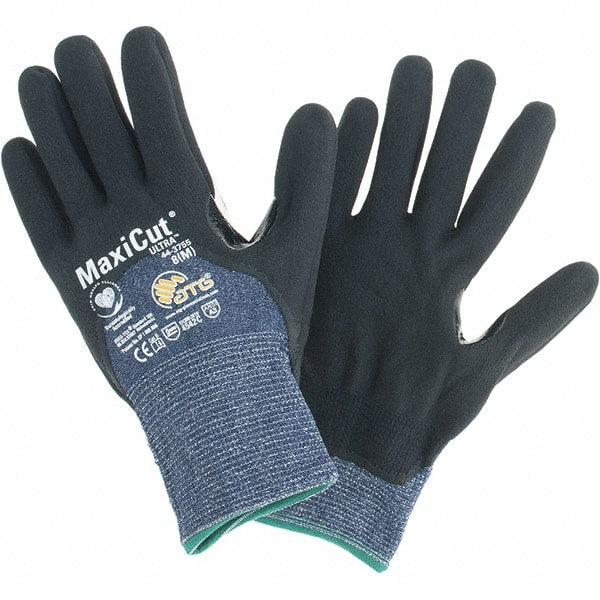 ATG - Size M, ANSI Cut Lvl A3, Cut Resistant Gloves - Palm, Fingers & Knuckles Coated, Blue/Black - Exact Tooling