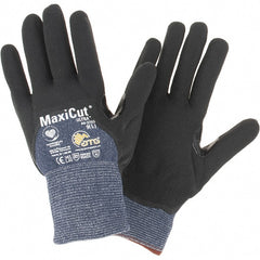 ATG - Size L, ANSI Cut Lvl A3, Cut Resistant Gloves - Palm, Fingers & Knuckles Coated, Blue/Black - Exact Tooling