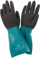 Ansell - 14" Long, 13 mil Thick, Chemical Resistant Gloves - Teal/Black - Exact Tooling