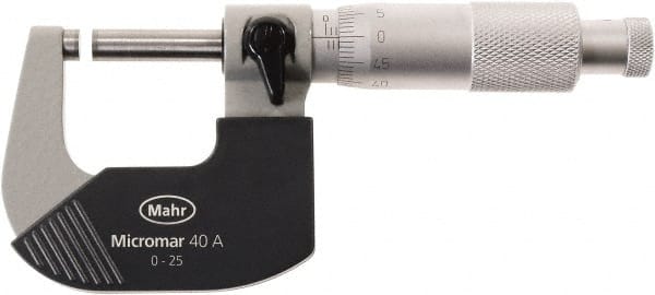 Mahr - 150 to 175mm Range, 0.01mm Graduation, Mechanical Outside Micrometer - Ratchet Stop Thimble - Exact Tooling
