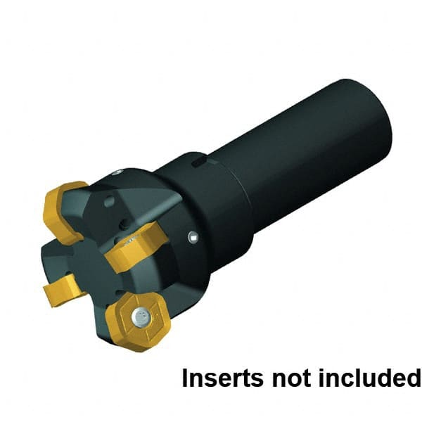 Kennametal - 45° Lead Angle, 51.01mm Max Cut Diam, 40mm Min Cut Diam, 4.5mm Max Depth of Cut, Indexable Chamfer and Angle End Mill - 3 Inserts, HNGJ0905ANENLD Insert Style, 107mm Overall Length, Through Coolant, Straight Shank, 90° Included Angle - Exact Tooling