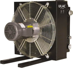 Parker - 1" SAE O-Ring Boss, 1 Fan Mount, Liquid-To-Air Aluminum Brazed Process Equipment Heat Exchanger - Oil Cooler, Ethylene Glycol/Water Mixture Cooler, 24" High x 22.8" Wide x 22.2" Deep, 1,560 BTU/Hr, 250°F Max - Exact Tooling