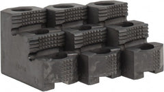 Abbott Workholding Products - 8" Max Chuck Diam Compatibility, Hard Steel 1.5mm x 60° Serrated Hard Lathe Top Jaws - 2 Steps, 14mm Groove Width, 38.1mm Wide x 80.52mm Long x 56.64mm High - Exact Tooling