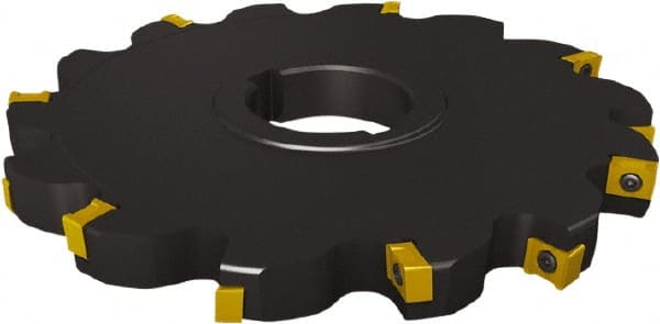Seco - Arbor Hole Connection, 1/2" Cutting Width, 1.142" Depth of Cut, 4" Cutter Diam, 1" Hole Diam, 5 Tooth Indexable Slotting Cutter - 335.18 Toolholder, LNK.. 08.. Insert - Exact Tooling