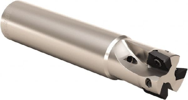 Seco - 18mm Cut Diam, 5mm Max Depth of Cut, 16mm Shank Diam, 180mm OAL, Indexable Square Shoulder End Mill - XO.. 0602 Inserts, Cylindrical Shank, 90° Lead Angle, Through Coolant, Series Nano Turbo - Exact Tooling