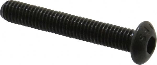Value Collection - #10-32 UNF Hex Socket Drive, Button Screw - Alloy Steel, Black Oxide Finish, Fully Threaded, 1-1/4" Length Under Head - Exact Tooling