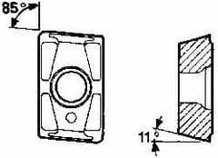 Kennametal - LNE43402 Grade KC725M Carbide Milling Insert - TiN/TiCN/TiN Finish, 1/4" Thick - Exact Tooling