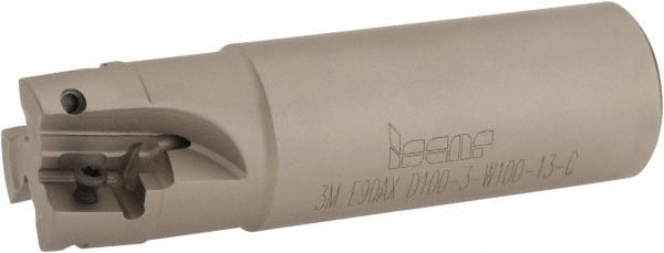 Iscar - 1" Cut Diam, 1/2" Max Depth of Cut, 1" Shank Diam, 3-1/2" OAL, Indexable Square Shoulder End Mill - 3M AXKT 1304.../2006... Inserts, Weldon Shank, 90° Lead Angle, Through Coolant, Series Mill2000 - Exact Tooling