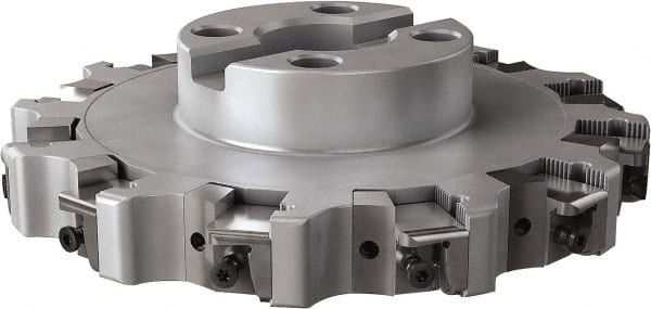 Seco - Shell Mount Connection, 0.63" Cutting Width, 2.209" Depth of Cut, 8" Cutter Diam, 1-1/2" Hole Diam, 12 Tooth Indexable Slotting Cutter - R335.25 Toolholder, XNHQ, LNHQ Insert, Right Hand Cutting Direction - Exact Tooling