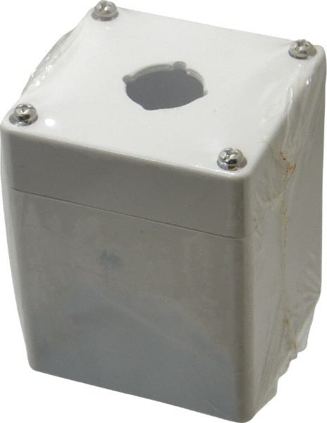Eaton Cutler-Hammer - 1 Hole, 22-1/2mm Hole Diameter, Polycarbonate Pushbutton Switch Enclosure - 3-15/64 Inch High x 3-5/32 Inch Wide x 3-35/64 Inch Deep, 4, 12, 13, 4X NEMA Rated - Exact Tooling