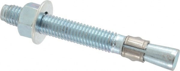 Red Head - 1/2" Diam, 1/2" Drill, 4-1/4" OAL, 5-3/4" Min Embedment Wedge Expansion Concrete Anchor - Grade 3 Steel, Zinc-Plated Finish, Tie Wire Head, 2-3/4" Thread Length - Exact Tooling