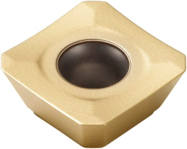 Seco - SEEX09T3 M08 Grade F40M Carbide Milling Insert - TiAlN/TiN Finish, 0.156" Thick, 3/8" Inscribed Circle - Exact Tooling