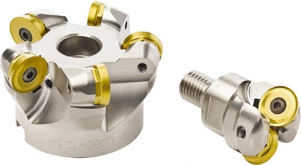 Seco - 125mm Cut Diam, 10mm Max Depth, 40mm Arbor Hole, 5 Inserts, RP.. 2006 Insert Style, Indexable Copy Face Mill - 4,000 Max RPM, 63mm High, Through Coolant - Exact Tooling