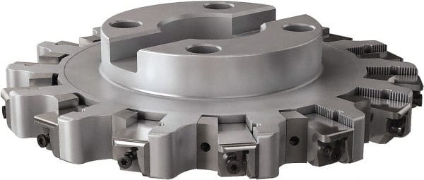 Seco - Shell Mount Connection, 0.6299" Cutting Width, 2.3228" Depth of Cut, 250mm Cutter Diam, 2.3622" Hole Diam, 14 Tooth Indexable Slotting Cutter - R335.25 Toolholder, LNHQ 1707, XNHQ 1707 Insert, Right Hand Cutting Direction - Exact Tooling