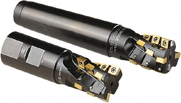 Seco - 1-1/2" Cut Diam, 2-1/4" Max Depth of Cut, 1-1/2" Shank Diam, 6.19" OAL, Indexable Square Shoulder Helical End Mill - CCMX 08T3, XC.X 13T3 Inserts, Weldon Shank, 90° Lead Angle - Exact Tooling