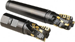 Seco - 1-1/2" Cut Diam, 2-1/4" Max Depth of Cut, 1-1/2" Shank Diam, 6.19" OAL, Indexable Square Shoulder Helical End Mill - CCMX 08T3, XC.X 13T3 Inserts, Weldon Shank, 90° Lead Angle - Exact Tooling