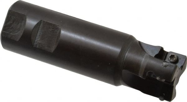 Seco - 1-1/4" Cut Diam, 0.59" Max Depth of Cut, 1-1/4" Shank Diam, 4.33" OAL, Indexable Square Shoulder End Mill - AP.. 1604 Inserts, Weldon Shank, 90° Lead Angle - Exact Tooling