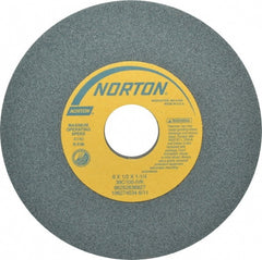 Norton - 6" Diam x 1-1/4" Hole x 1/2" Thick, I Hardness, 100 Grit Surface Grinding Wheel - Silicon Carbide, Type 1, Fine Grade, 4,140 Max RPM, Vitrified Bond, No Recess - Exact Tooling