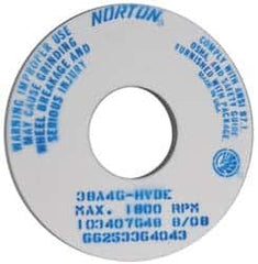 Norton - 14" Diam x 5" Hole x 1" Thick, H Hardness, 46 Grit Surface Grinding Wheel - Aluminum Oxide, Type 1, Coarse Grade, 1,800 Max RPM, Vitrified Bond, No Recess - Exact Tooling