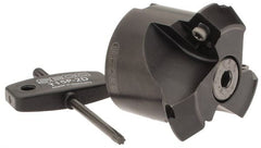 Seco - 2.05" Cut Diam, 3/4" Arbor Hole, 0.28" Max Depth of Cut, 45° Indexable Chamfer & Angle Face Mill - 3 Inserts, SPMX 12T3 Insert, Right Hand Cut, 3 Flutes, Series R220.69 - Exact Tooling