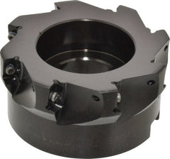 Seco - 8 Inserts, 4" Cut Diam, 1-1/2" Arbor Diam, 0.59" Max Depth of Cut, Indexable Square-Shoulder Face Mill - 0/90° Lead Angle, 1.97" High, AP.. 1604 Insert Compatibility - Exact Tooling