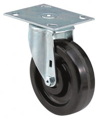 E.R. Wagner - 6" Diam x 2" Wide x 7-1/2" OAH Top Plate Mount Swivel Caster - Phenolic, 900 Lb Capacity, Delrin Bearing, 4 x 4-1/2" Plate - Exact Tooling