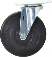 E.R. Wagner - 5" Diam x 1" Wide x 5-13/16" OAH Top Plate Mount Swivel Caster - Hard Rubber, 145 Lb Capacity, Delrin Bearing, 2-3/4 x 3-3/4" Plate - Exact Tooling