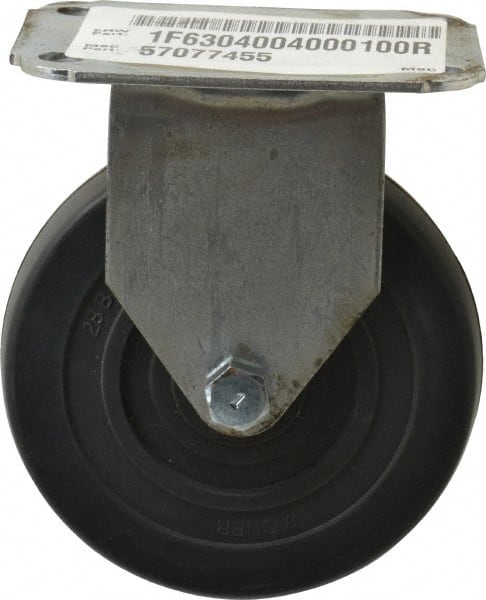 E.R. Wagner - 4" Diam x 1" Wide x 4-13/16" OAH Top Plate Mount Rigid Caster - Soft Rubber, 115 Lb Capacity, Delrin Bearing, 2-3/4 x 3-3/4" Plate - Exact Tooling