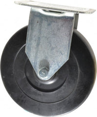 E.R. Wagner - 5" Diam x 1" Wide x 5-13/16" OAH Top Plate Mount Rigid Caster - Hard Rubber, 145 Lb Capacity, Delrin Bearing, 2-3/4 x 3-3/4" Plate - Exact Tooling