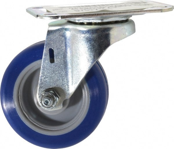 E.R. Wagner - 3" Diam x 1" Wide x 3-3/4" OAH Top Plate Mount Swivel Caster - Polyurethane, 125 Lb Capacity, Plain Bearing, 2-3/4 x 3-3/4" Plate - Exact Tooling