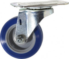 E.R. Wagner - 3" Diam x 1" Wide x 3-3/4" OAH Top Plate Mount Swivel Caster - Polyurethane, 125 Lb Capacity, Plain Bearing, 2-3/4 x 3-3/4" Plate - Exact Tooling