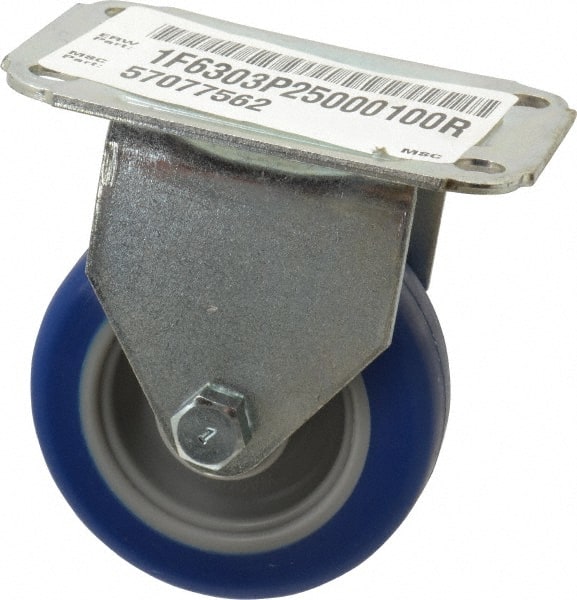 E.R. Wagner - 3" Diam x 1" Wide x 3-3/4" OAH Top Plate Mount Rigid Caster - Polyurethane, 125 Lb Capacity, Plain Bearing, 2-3/4 x 3-3/4" Plate - Exact Tooling