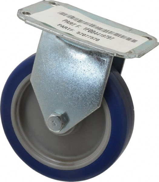 E.R. Wagner - 4" Diam x 1" Wide x 4-13/16" OAH Top Plate Mount Rigid Caster - Polyurethane, 140 Lb Capacity, Plain Bearing, 2-3/4 x 3-3/4" Plate - Exact Tooling