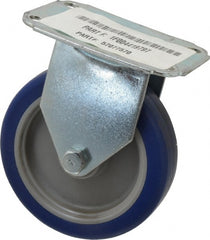 E.R. Wagner - 4" Diam x 1" Wide x 4-13/16" OAH Top Plate Mount Rigid Caster - Polyurethane, 140 Lb Capacity, Plain Bearing, 2-3/4 x 3-3/4" Plate - Exact Tooling