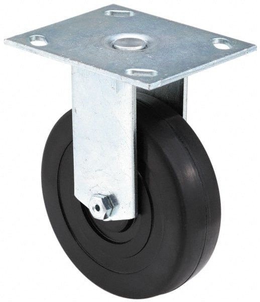E.R. Wagner - 6" Diam x 1-1/2" Wide x 7-3/8" OAH Top Plate Mount Rigid Caster - Polypropylene, 450 Lb Capacity, Roller Bearing, 3-3/4 x 4-5/8" Plate - Exact Tooling
