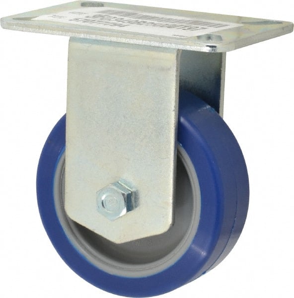 E.R. Wagner - 3-1/2" Diam x 1-1/4" Wide x 4-5/8" OAH Top Plate Mount Rigid Caster - Polyurethane, 250 Lb Capacity, Ball Bearing, 3-1/8 x 4-1/8" Plate - Exact Tooling